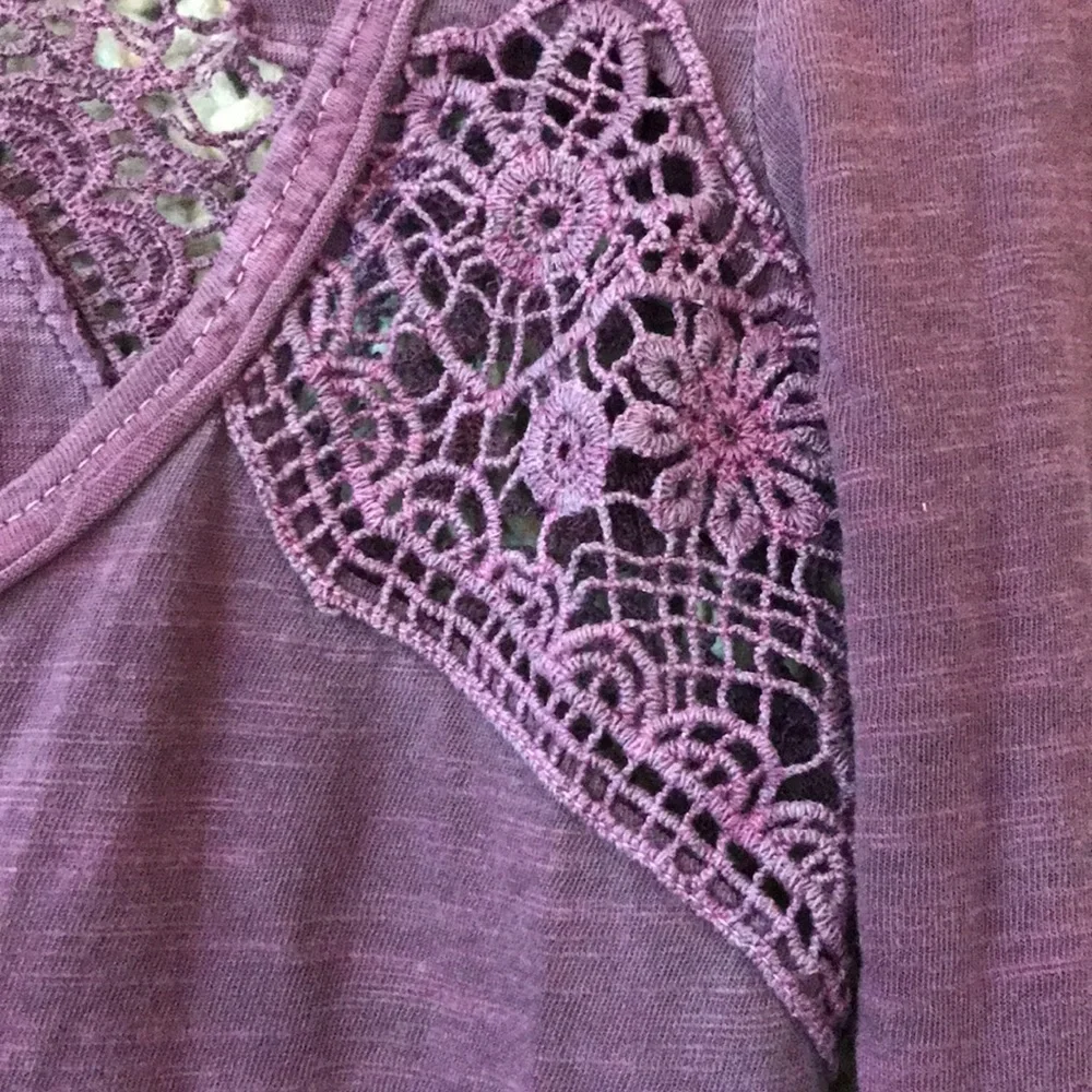 Free People 🌺purple long sleeve scoop neck fitted blouse XS